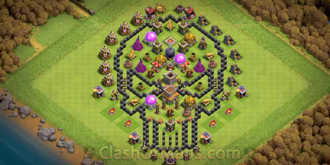 CoC TH8 troll base with copy link for enhanced defense strategy in Clash of Clans