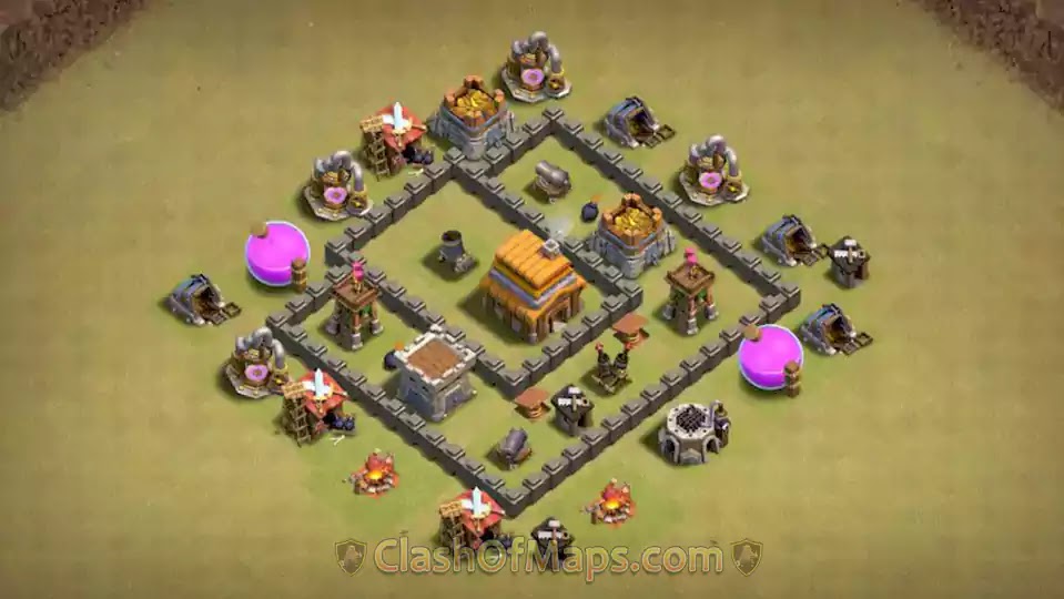 Most Popular Town Hall 4 War Base With Copy Link