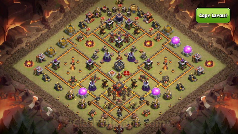 COC TH10 war Base with Copy Links