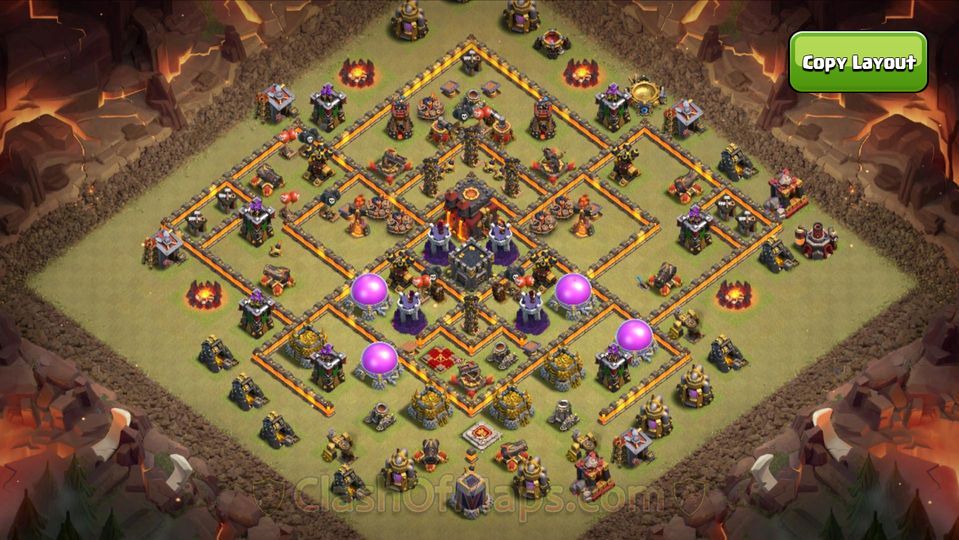 Top TH10 War Base copy for Clan Wars – Defend Like a Champion