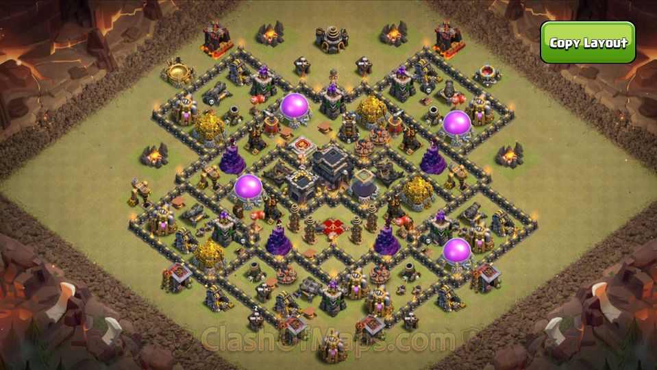 Anti-2 Star best TH9 War Base Layouts with Copy Links