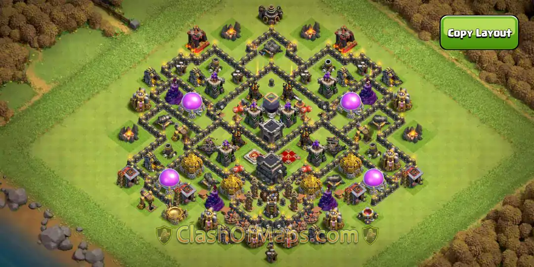 COC th 9 base Trophy Design 2024 – elite Defensive Layout