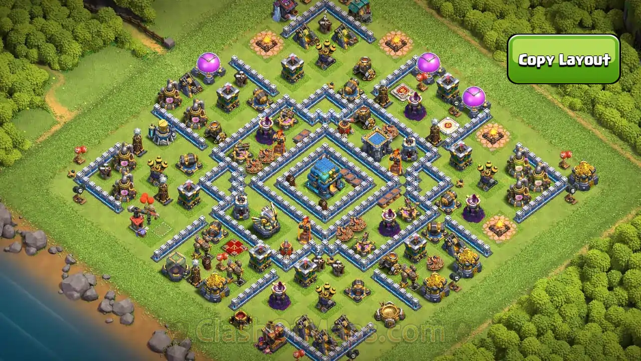 Winning TH12 Trophy Base Design – Copy Link for Strong Defense