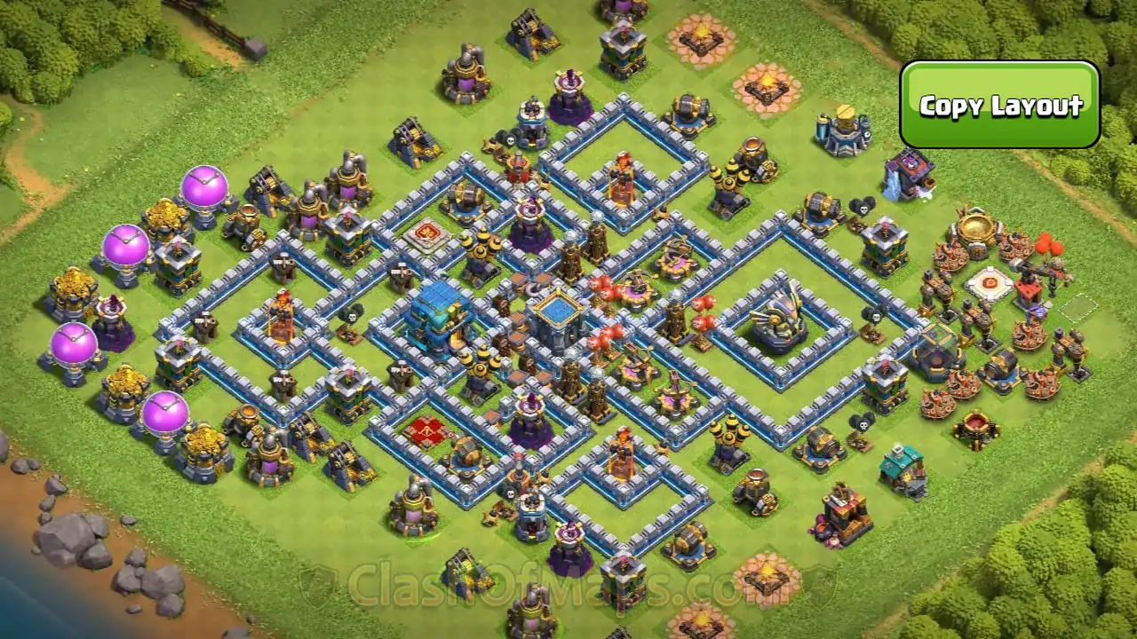 Best TH12 Anti-3 Star Trophy Base Layout – Copy Link for Quick Setup